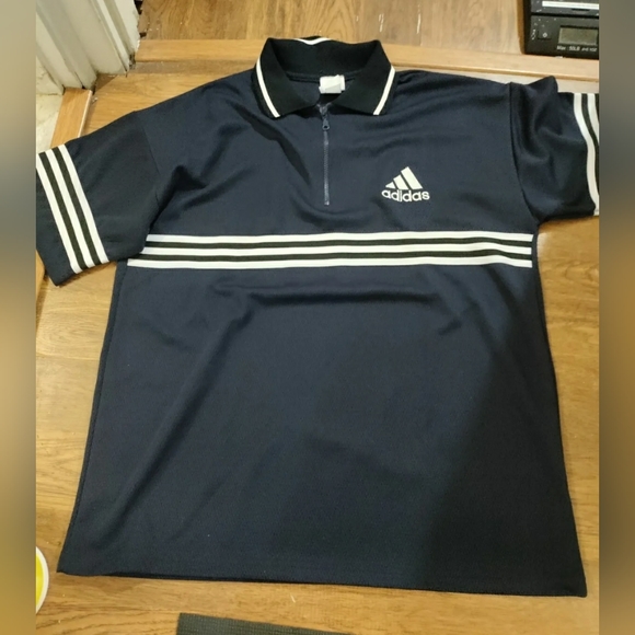 adidas Other - Vtg 90s Adidas Mesh Collared Jersey Running Shirt Mens Large Navy Blue